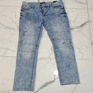 Men's Distressed Light Blue Slim Jeans